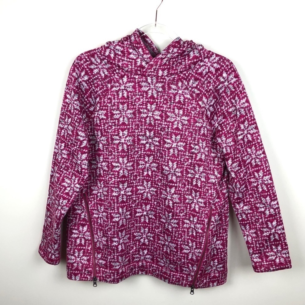 Talbots Pink and White Snowflake Hoodie Sweatshirt